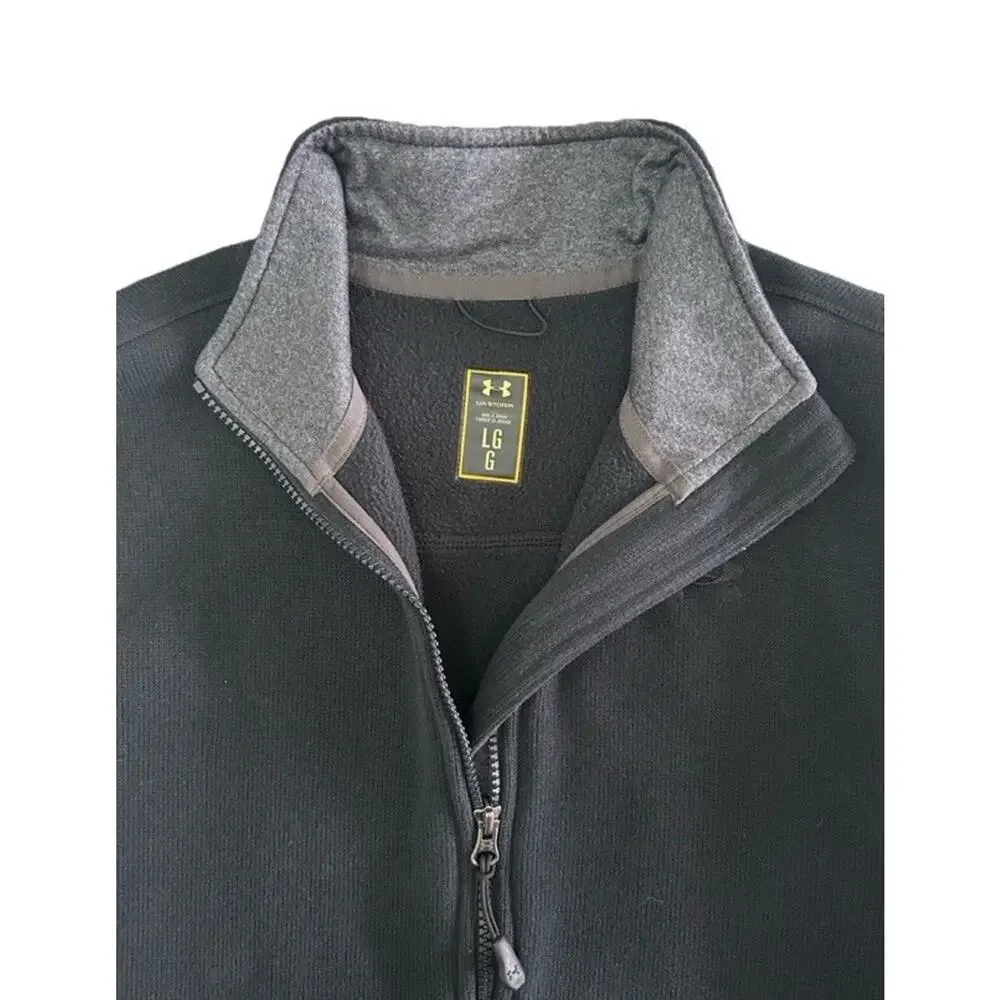 Under Armour Men’s Large Full Zip Knit Storm Jacket Black Size L Zip Up Pockets